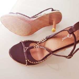 Vintage Wood high heels stiletto sandals